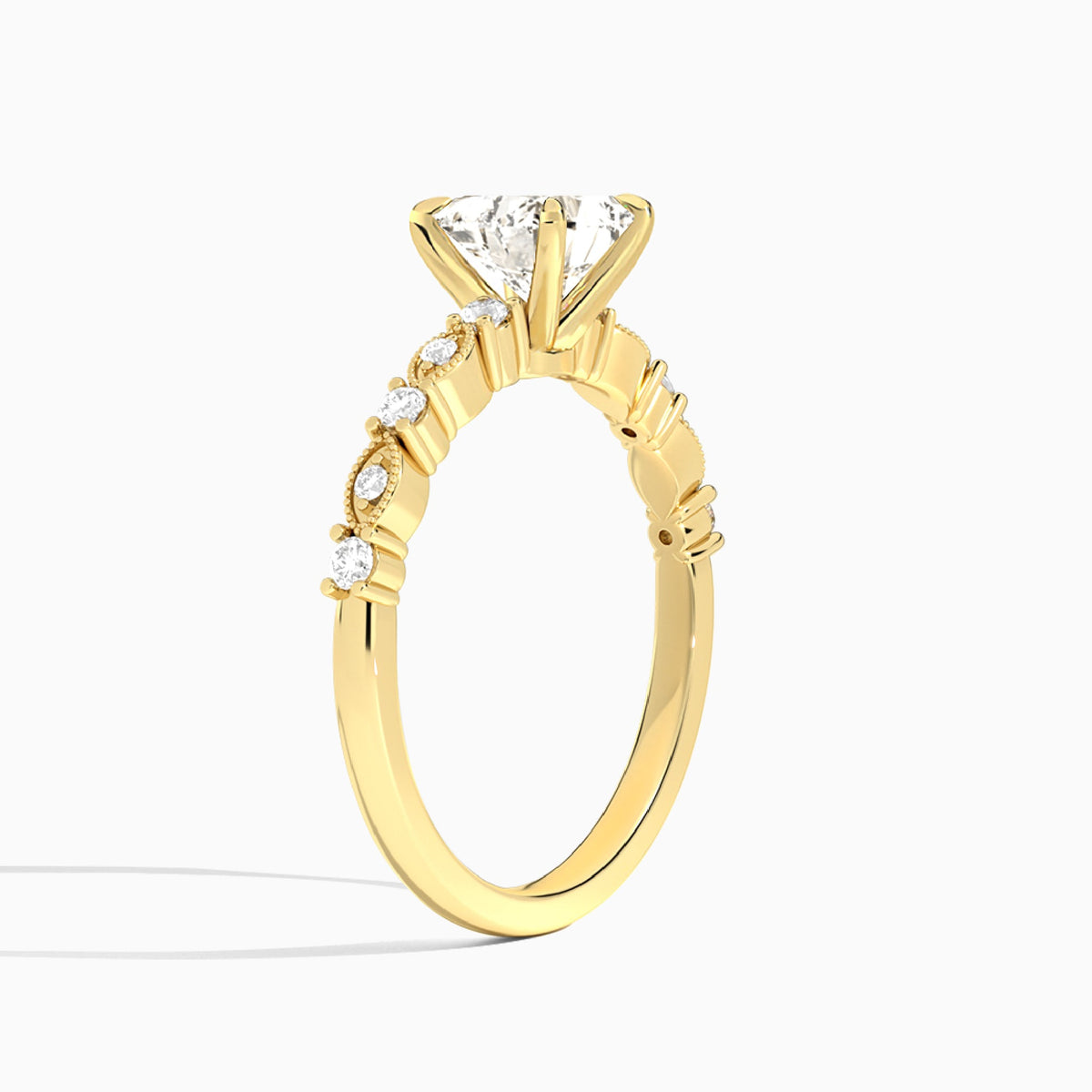 Heart Vrenna Lab Grown Diamond Engagement Ring In 18K Yellow Gold, Angle View