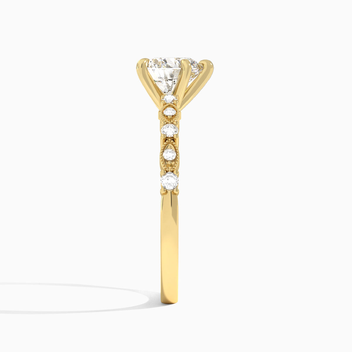 Heart Vrenna Lab Grown Diamond Engagement Ring In 18K Yellow Gold, Side View