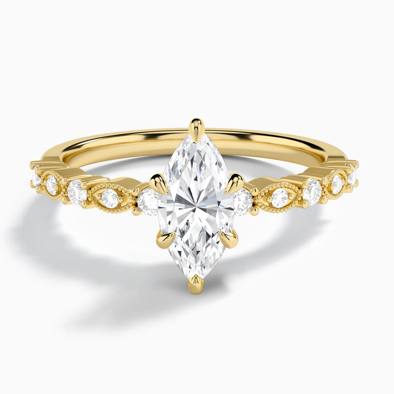 Marquise Vrenna Lab Grown Diamond Engagement Ring In 18K Yellow Gold - Lucenjuri