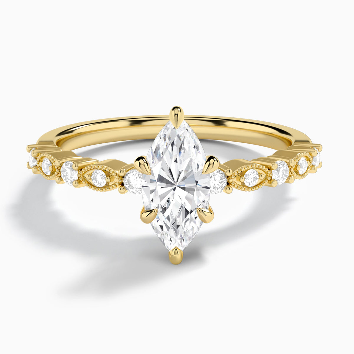 Marquise Vrenna Lab Grown Diamond Engagement Ring In 14K Yellow Gold - Lucenjuri