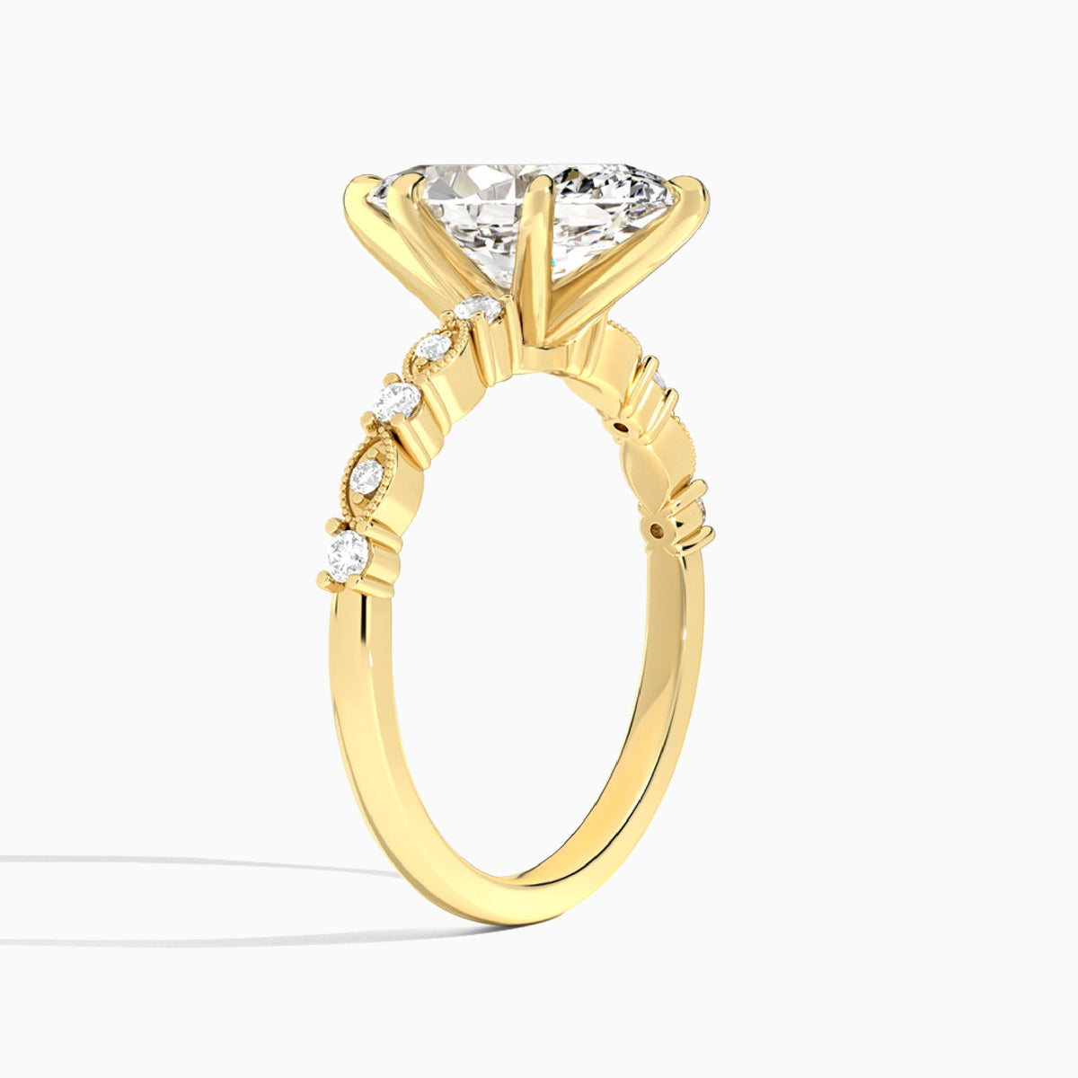 Marquise Vrenna Lab Grown Diamond Engagement Ring In 18K Yellow Gold, Angle View