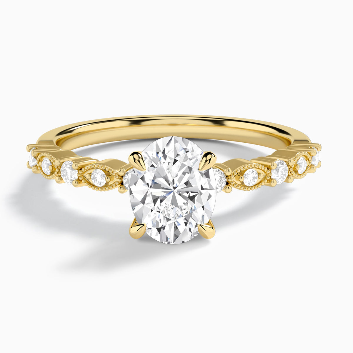 Oval Vrenna Lab Grown Diamond Engagement Ring In 18K Yellow Gold - Lucenjuri