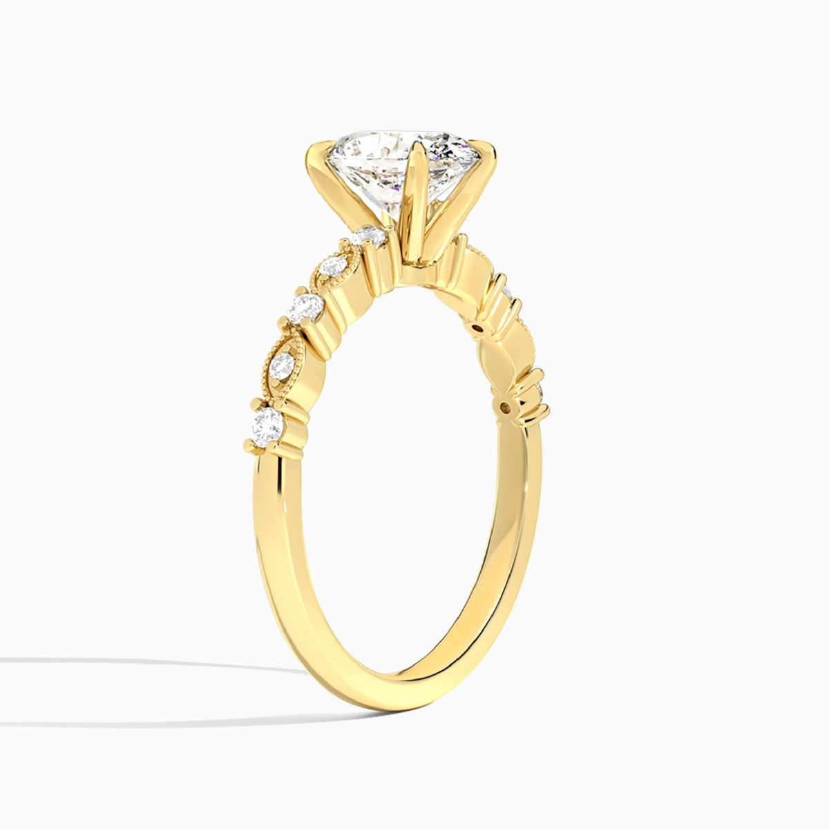 Oval Vrenna Lab Grown Diamond Engagement Ring In 18K Yellow Gold, Angle View
