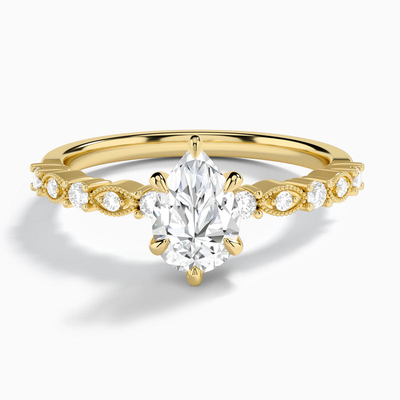 Pear Vrenna Lab Grown Diamond Engagement Ring In 18K Yellow Gold - Lucenjuri