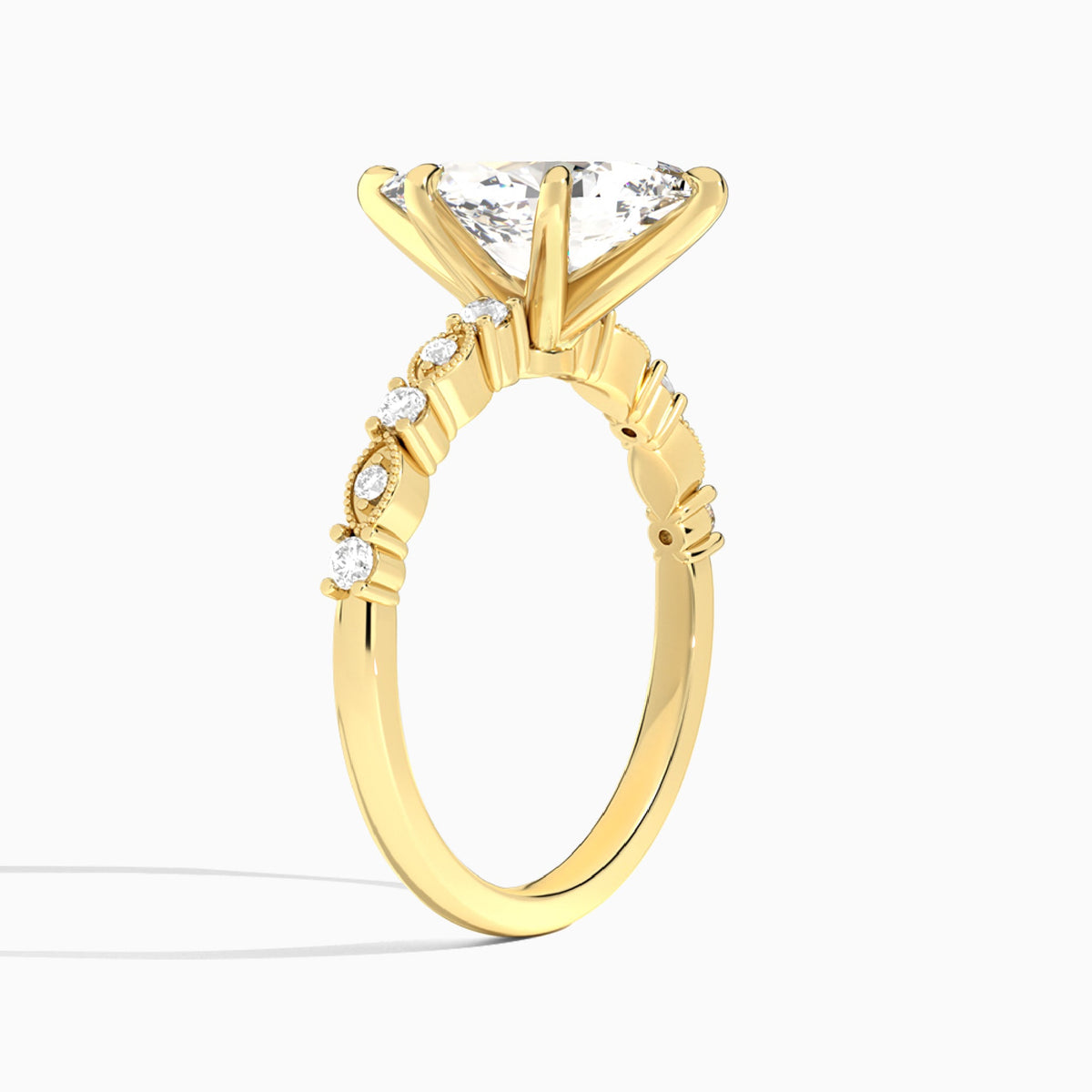 Pear Vrenna Lab Grown Diamond Engagement Ring In 14K Yellow Gold, Angle View