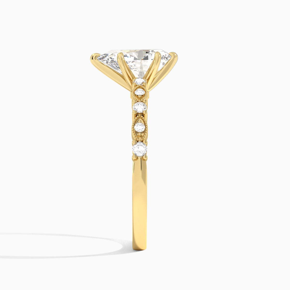 Pear Vrenna Lab Grown Diamond Engagement Ring In 18K Yellow Gold, Side View