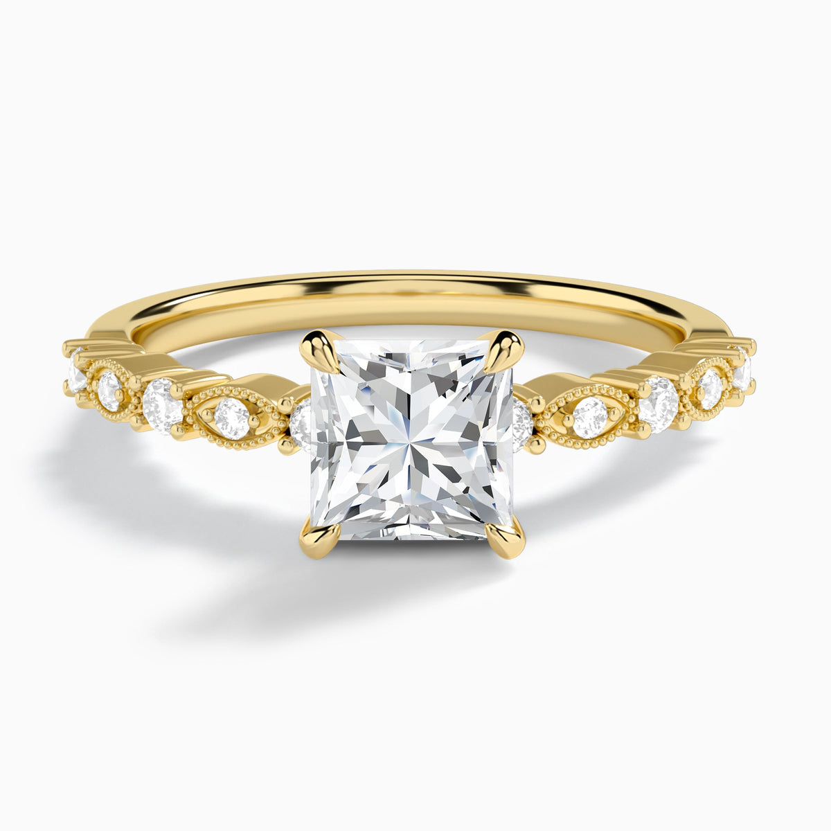 Princess Vrenna Lab Grown Diamond Engagement Ring In 18K Yellow Gold - Lucenjuri