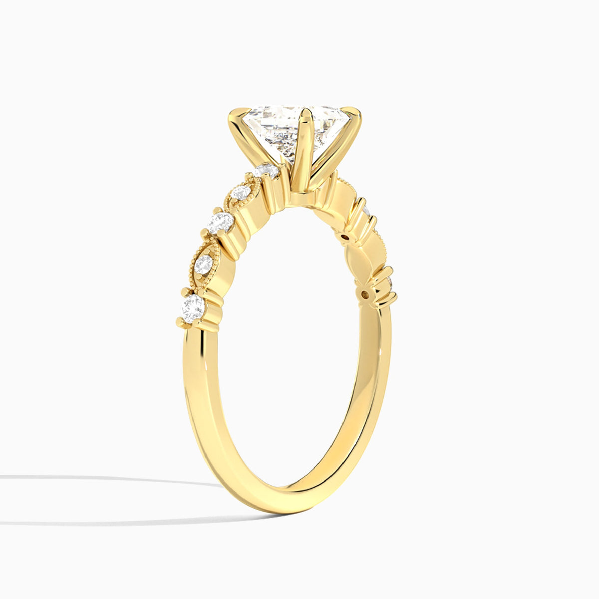 Princess Vrenna Lab Grown Diamond Engagement Ring In 18K Yellow Gold, Angle View