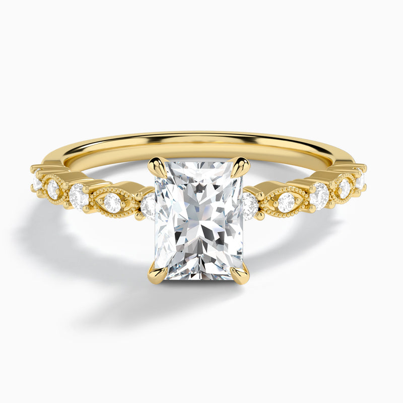 Radiant Vrenna Lab Grown Diamond Engagement Ring In 14K Yellow Gold - Lucenjuri