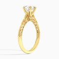Round Vintage Filigree Lab Grown Diamond Engagement Ring In 14K Yellow Gold, Angle View