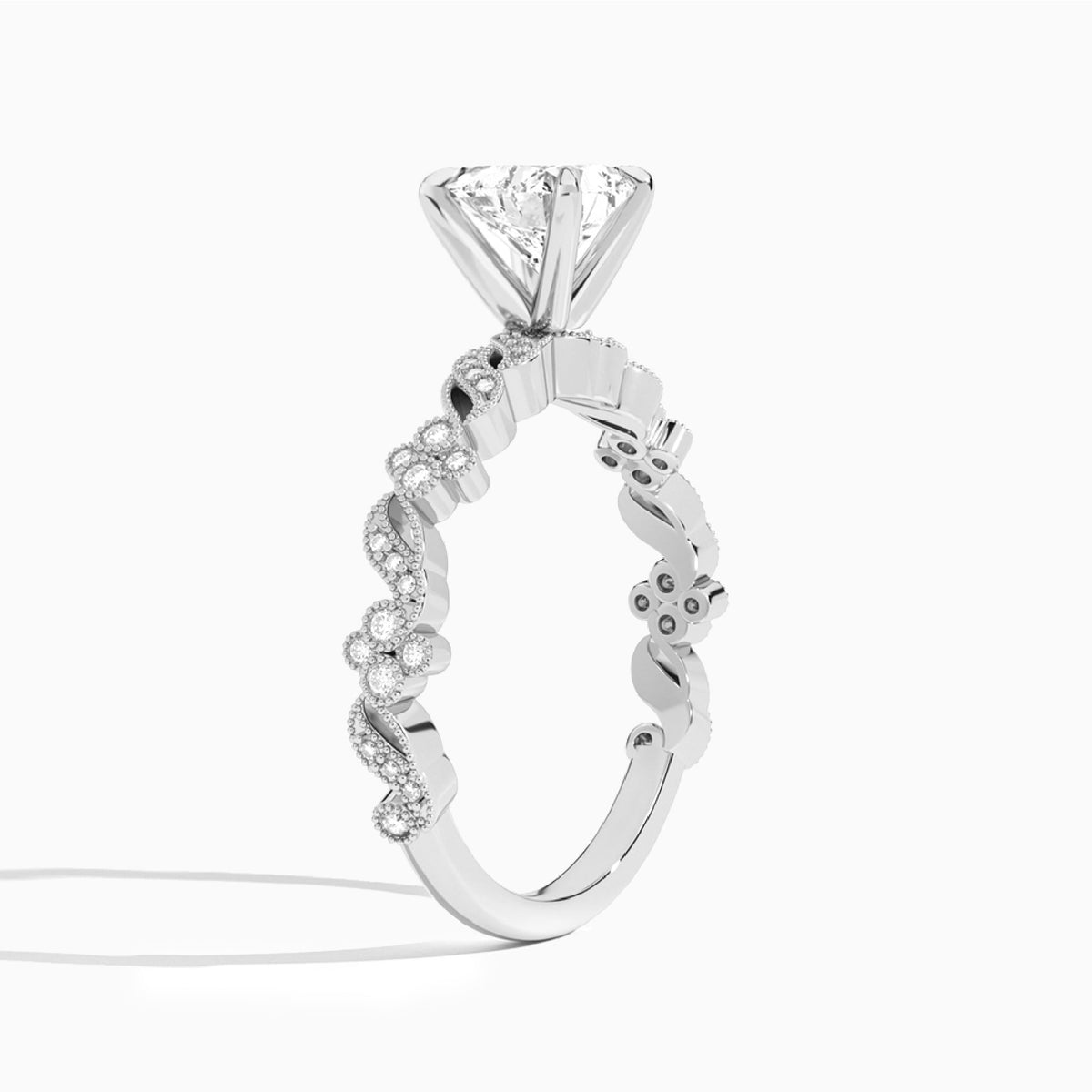 Heart Viviana Lab Grown Diamond Engagement Ring In Platinum, Angle View
