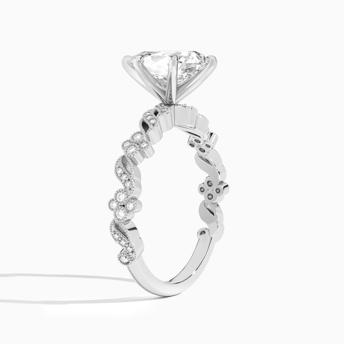 Pear Viviana Lab Grown Diamond Engagement Ring In Platinum, Angle View