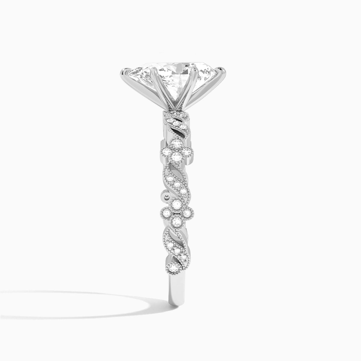 Pear Viviana Lab Grown Diamond Engagement Ring In Platinum, Side View
