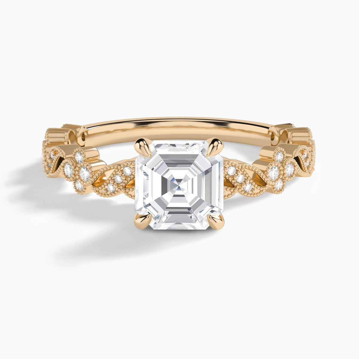 Asscher Viviana Lab Grown Diamond Engagement Ring In 14K Rose Gold - Lucenjuri