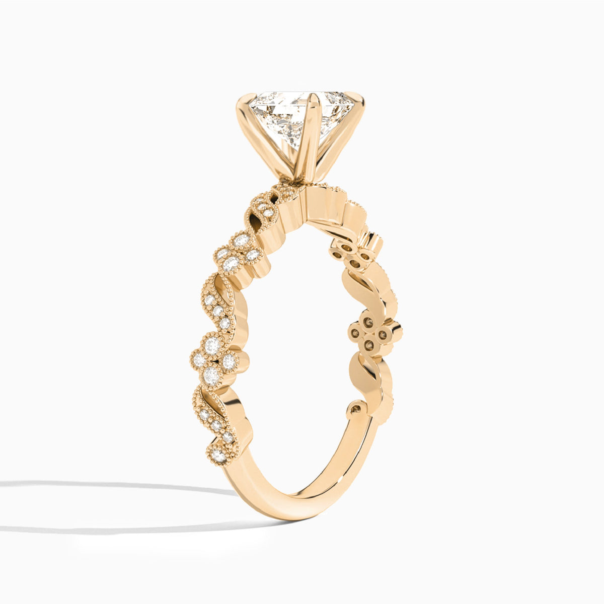 Asscher Viviana Lab Grown Diamond Engagement Ring In 14K Rose Gold, Angle View