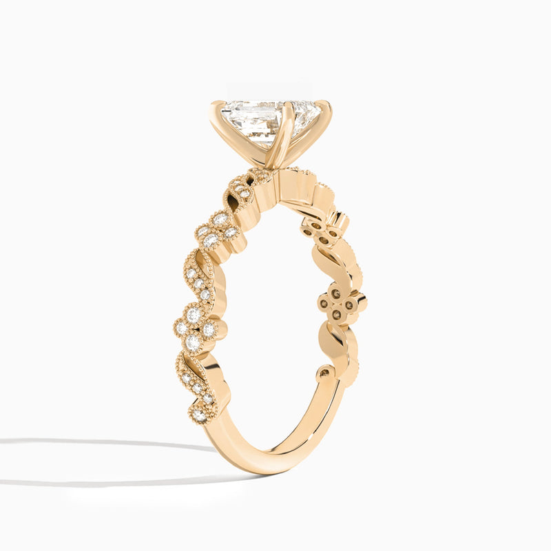 Emerald Viviana Lab Grown Diamond Engagement Ring In 14K Rose Gold, Angle View