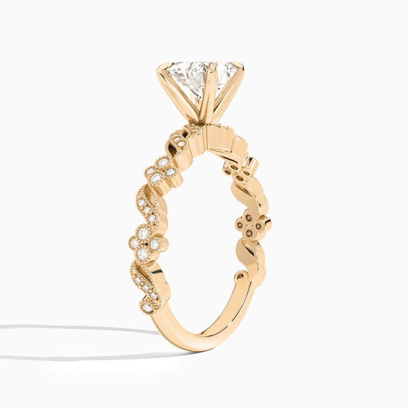 Heart Viviana Lab Grown Diamond Engagement Ring In 14K Rose Gold, Angle View
