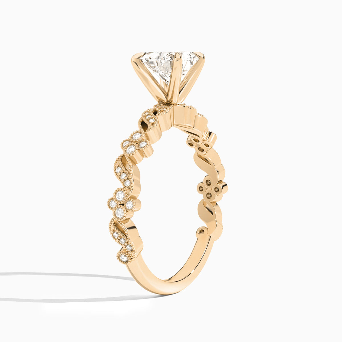 Heart Viviana Lab Grown Diamond Engagement Ring In 14K Rose Gold, Angle View