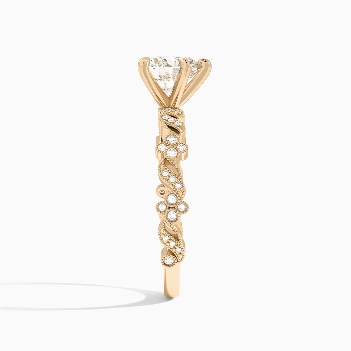 Heart Viviana Lab Grown Diamond Engagement Ring In 14K Rose Gold, Side View