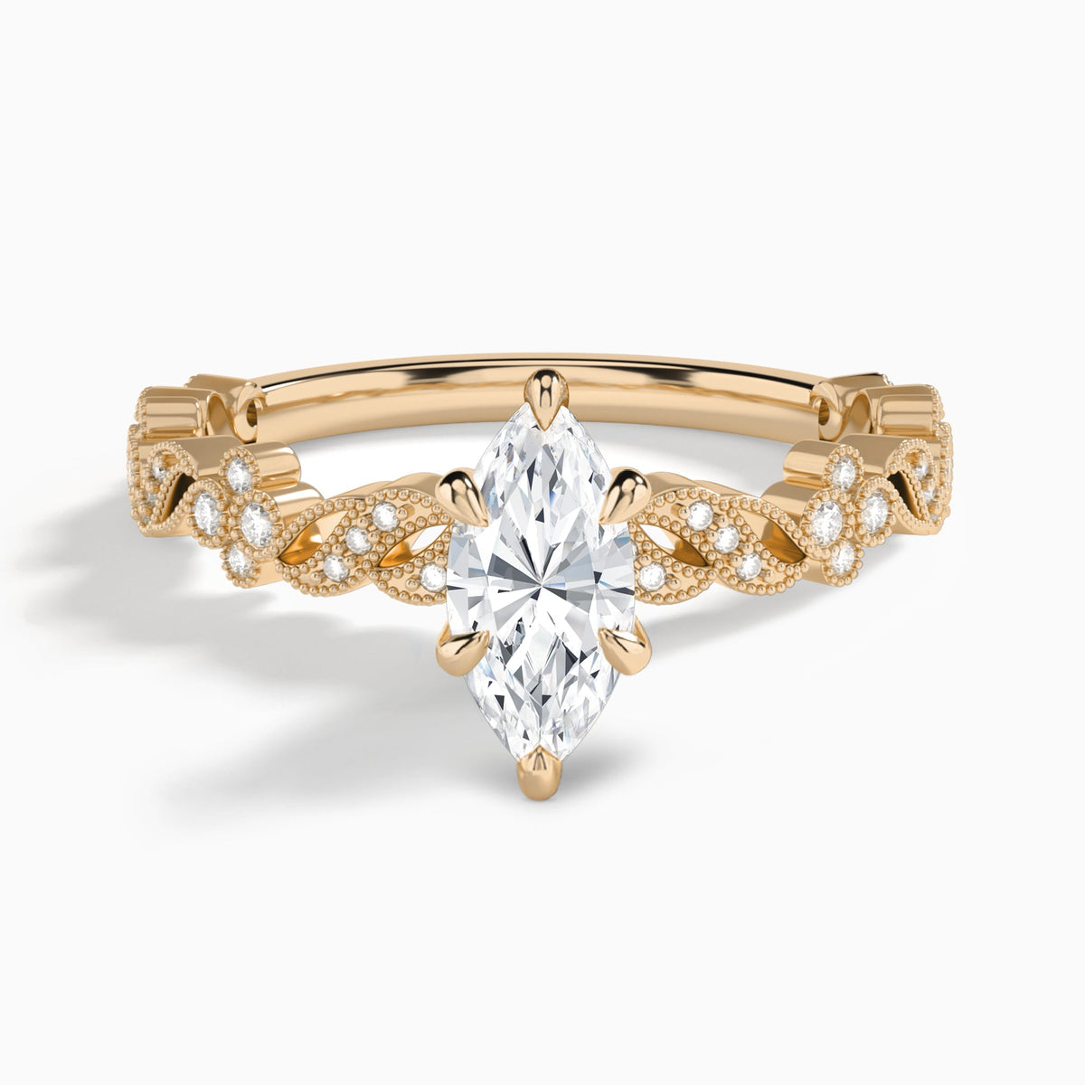 Marquise Viviana Lab Grown Diamond Engagement Ring In 14K Rose Gold - Lucenjuri