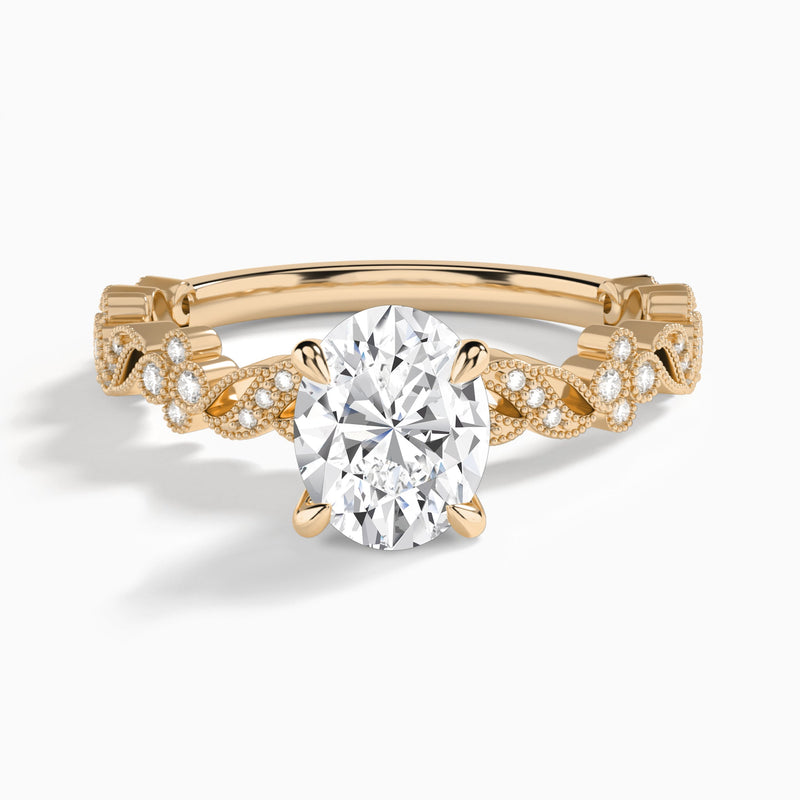 Oval Viviana Lab Grown Diamond Engagement Ring In 14K Rose Gold - Lucenjuri
