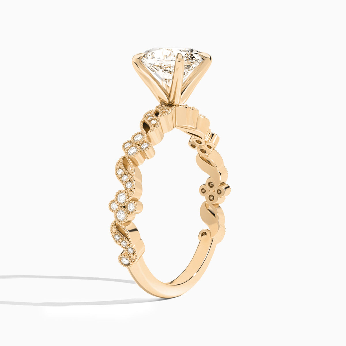 Oval Viviana Lab Grown Diamond Engagement Ring In 14K Rose Gold, Angle View