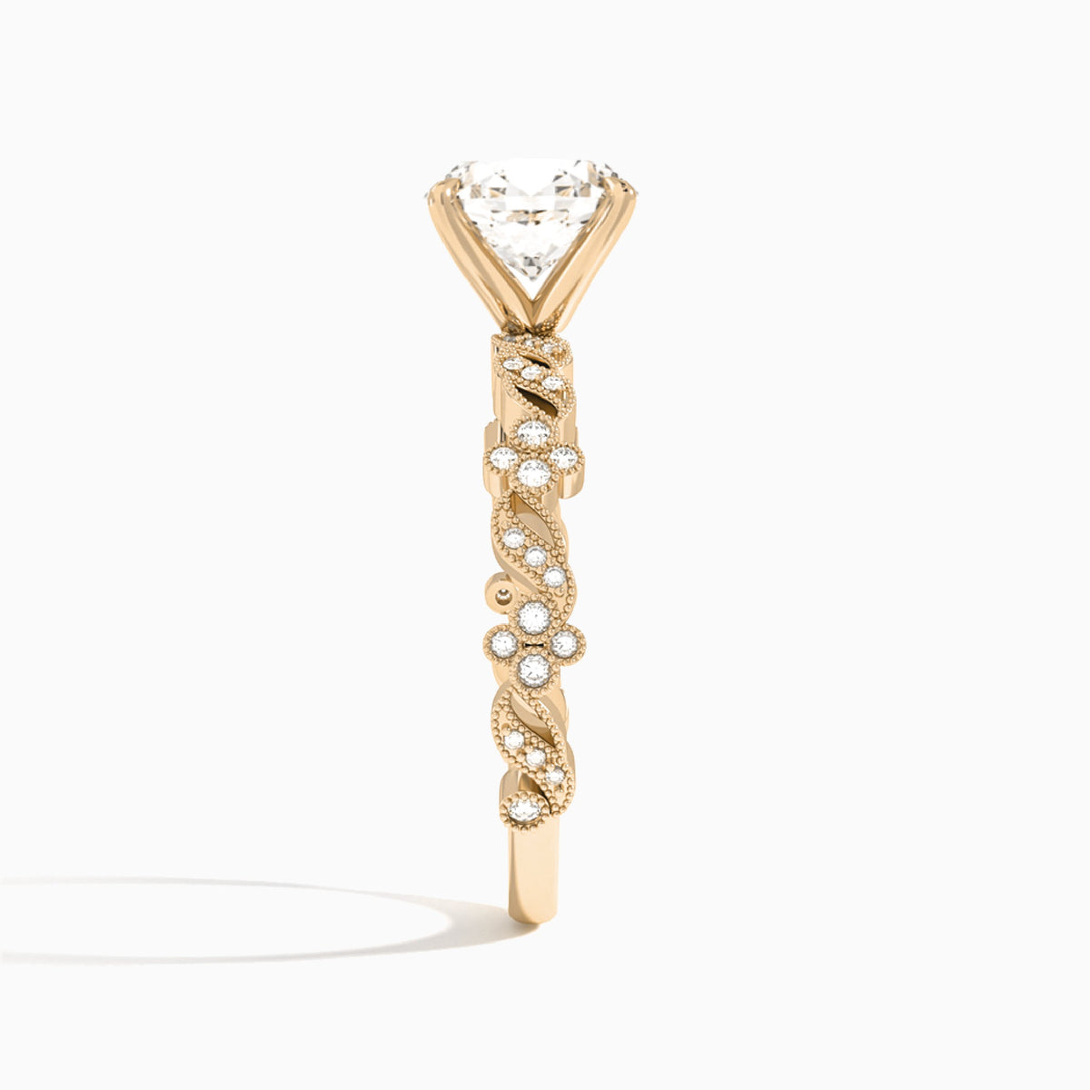 Oval Viviana Lab Grown Diamond Engagement Ring In 14K Rose Gold, Side View