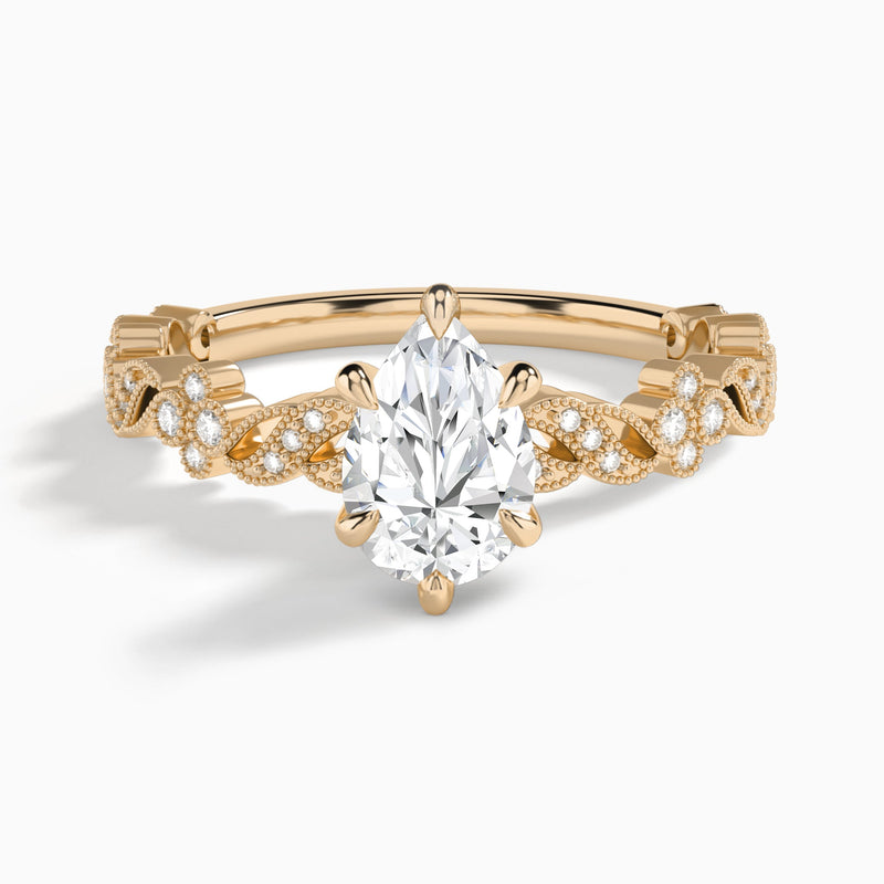 Pear Viviana Lab Grown Diamond Engagement Ring In 14K Rose Gold - Lucenjuri