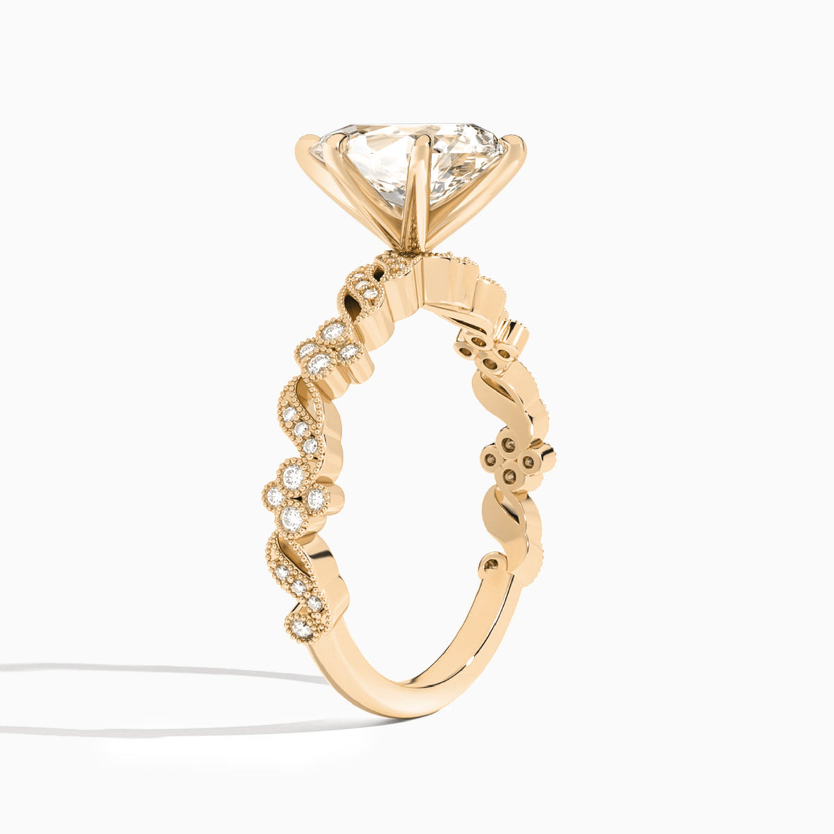 Pear Viviana Lab Grown Diamond Engagement Ring In 14K Rose Gold, Angle View