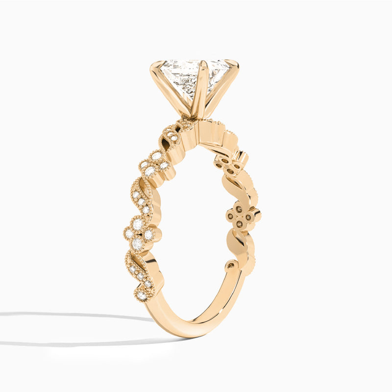 Princess Viviana Lab Grown Diamond Engagement Ring In 14K Rose Gold, Angle View