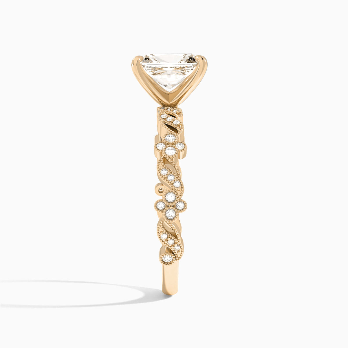 Radiant Viviana Lab Grown Diamond Engagement Ring In 14K Rose Gold, Side View