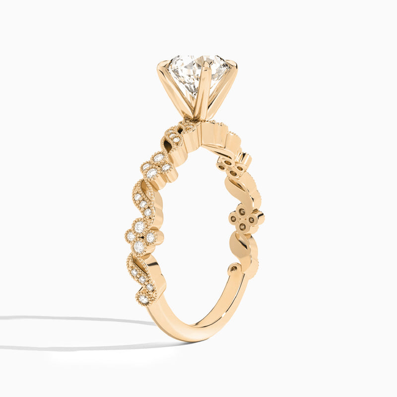 Round Viviana Lab Grown Diamond Engagement Ring In 14K Rose Gold, Angle View