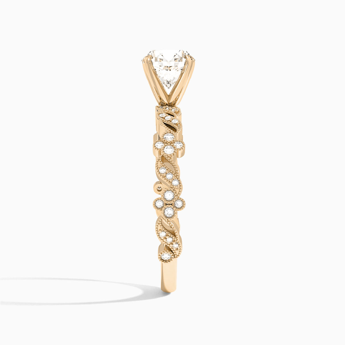 Round Viviana Lab Grown Diamond Engagement Ring In 14K Rose Gold, Side View