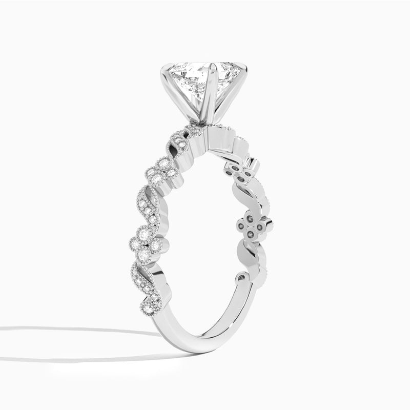 Asscher Viviana Lab Grown Diamond Engagement Ring In 14K White Gold, Angle View