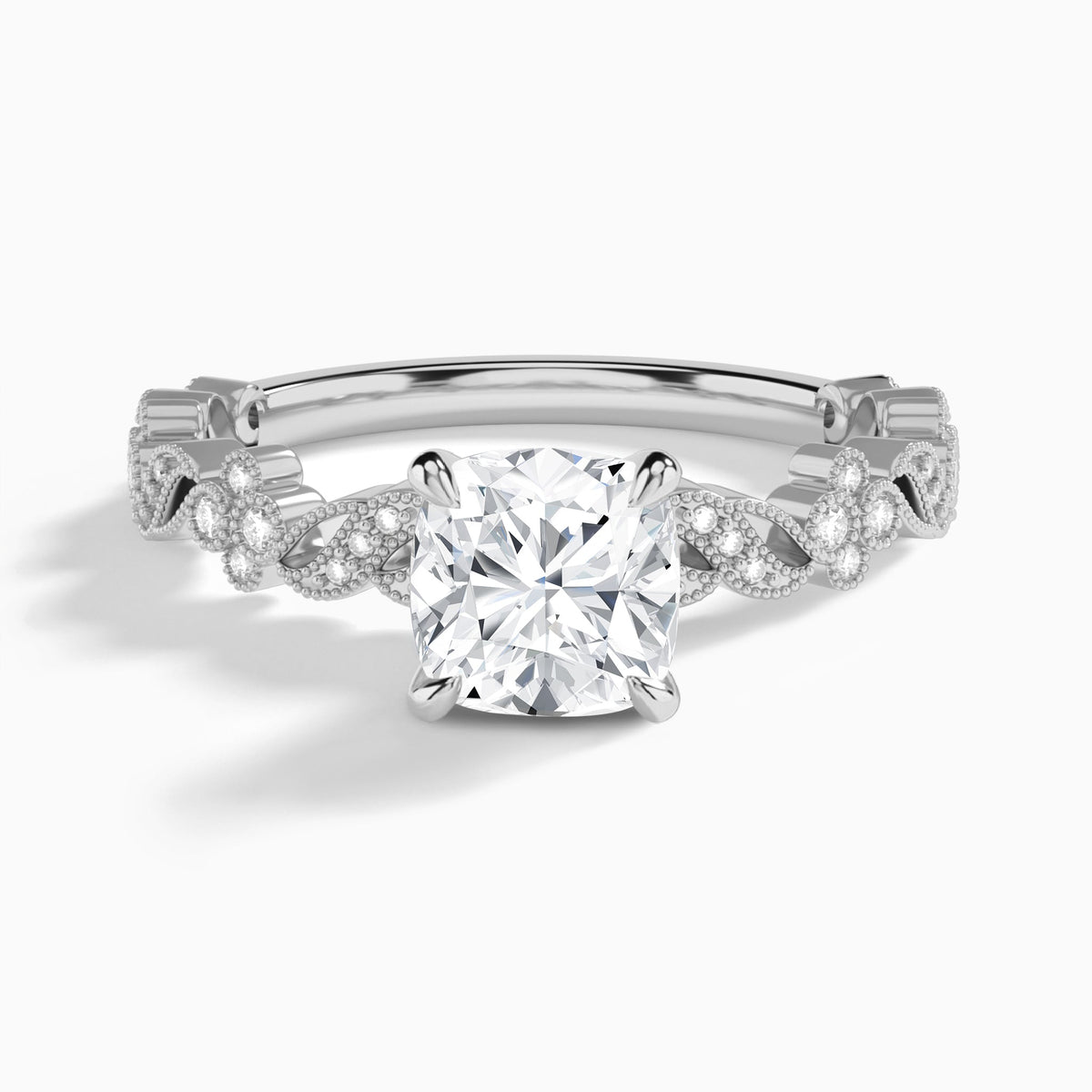 Cushion Viviana Lab Grown Diamond Engagement Ring In 14K White Gold - Lucenjuri