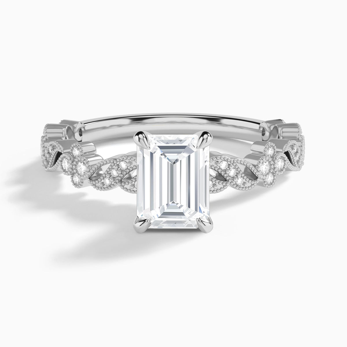 Emerald Viviana Lab Grown Diamond Engagement Ring In 14K White Gold - Lucenjuri