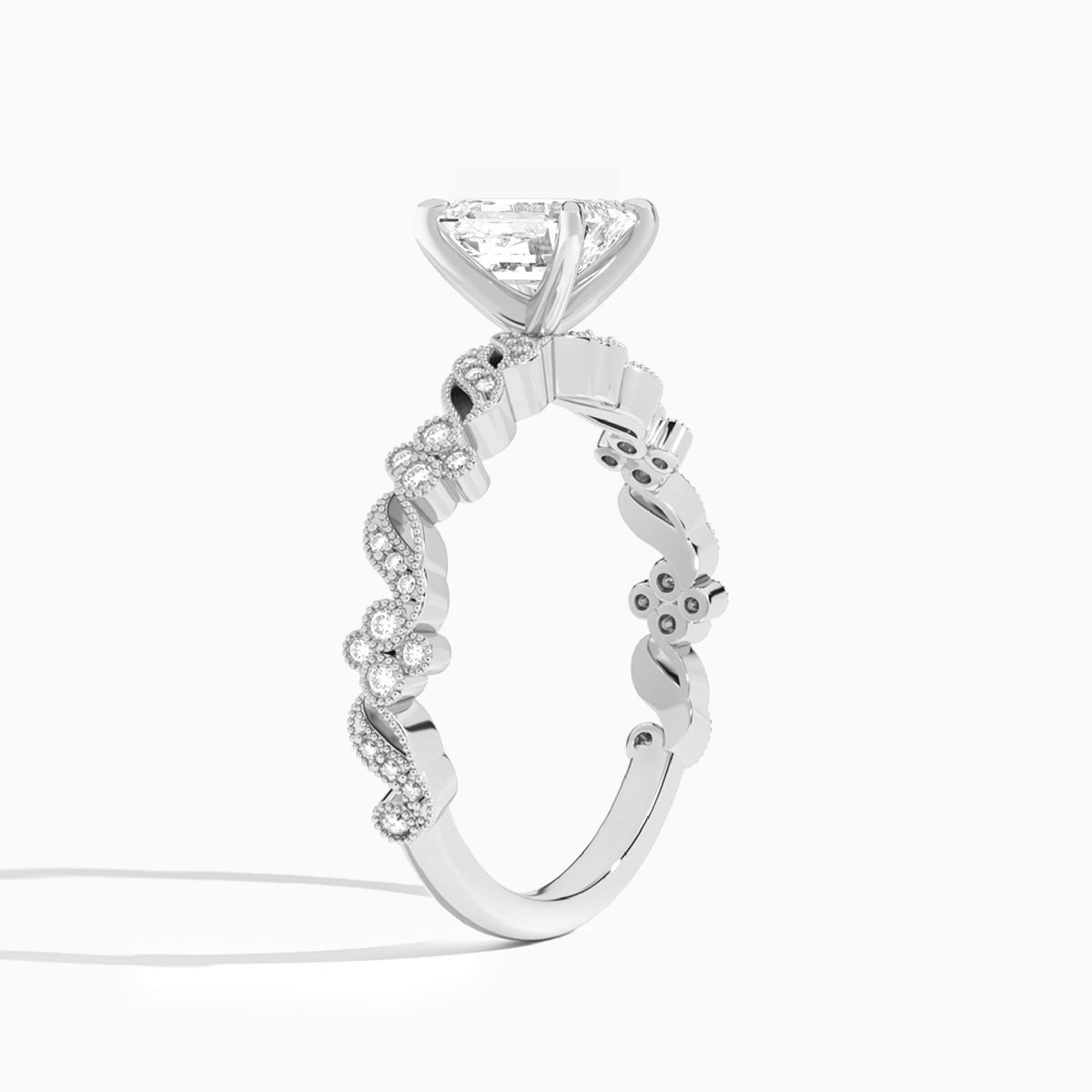 Emerald Viviana Lab Grown Diamond Engagement Ring In 14K White Gold, Angle View