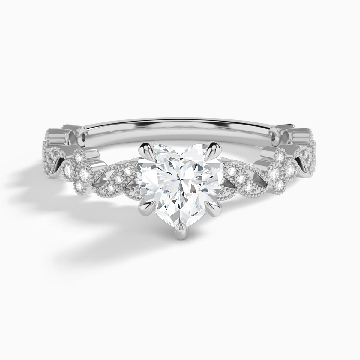 Heart Viviana Lab Grown Diamond Engagement Ring In 14K White Gold - Lucenjuri