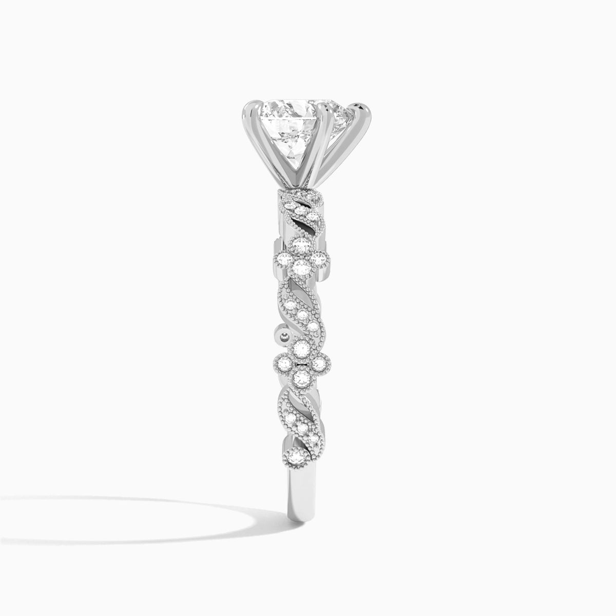 Heart Viviana Lab Grown Diamond Engagement Ring In 14K White Gold, Side View