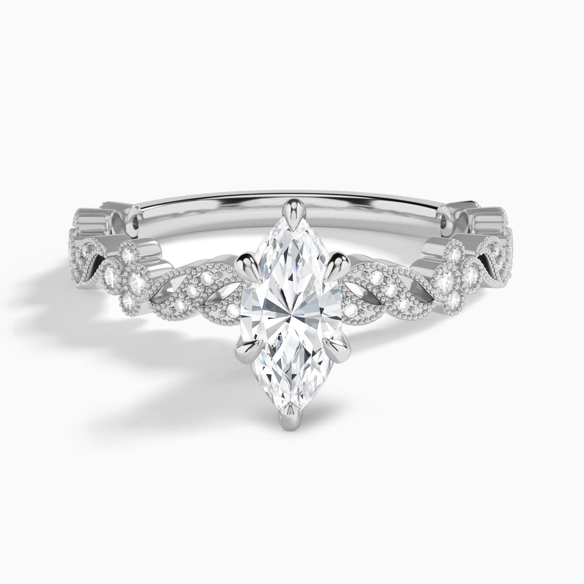 Marquise Viviana Lab Grown Diamond Engagement Ring In 18K White Gold - Lucenjuri