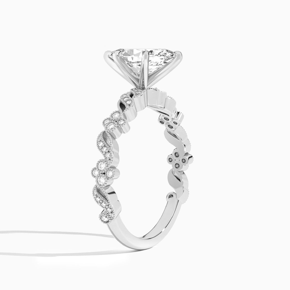 Marquise Viviana Lab Grown Diamond Engagement Ring In 18K White Gold, Angle View