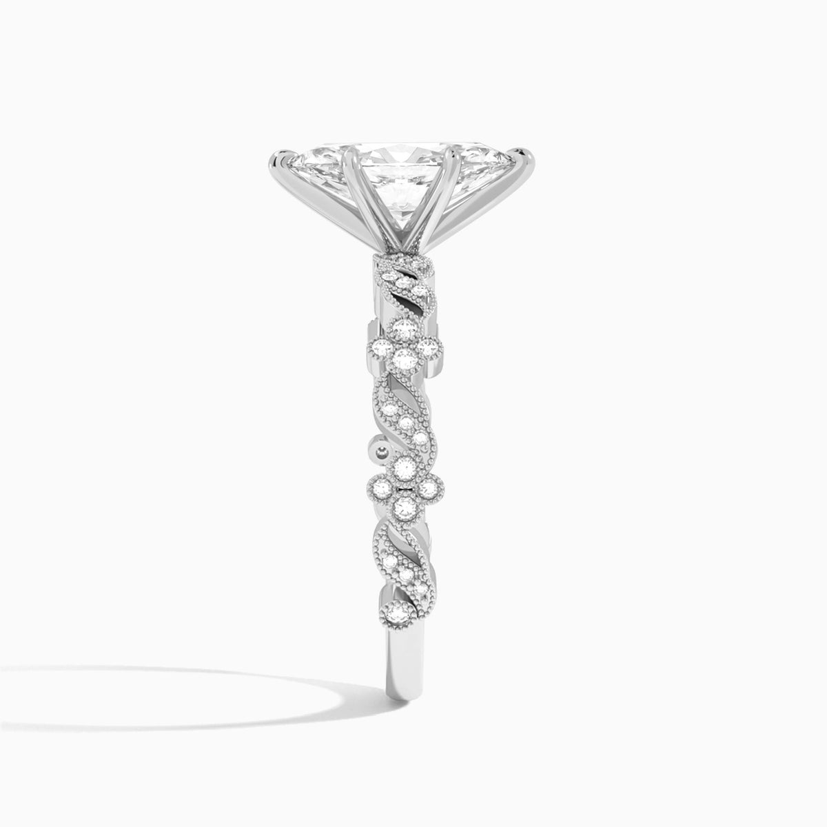 Marquise Viviana Lab Grown Diamond Engagement Ring In 14K White Gold, Side View