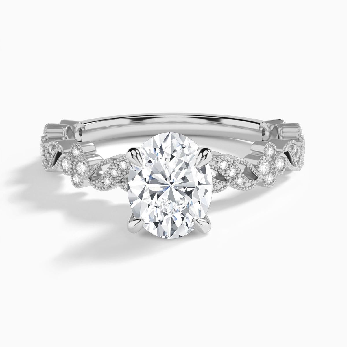 Oval Viviana Lab Grown Diamond Engagement Ring In 18K White Gold - Lucenjuri