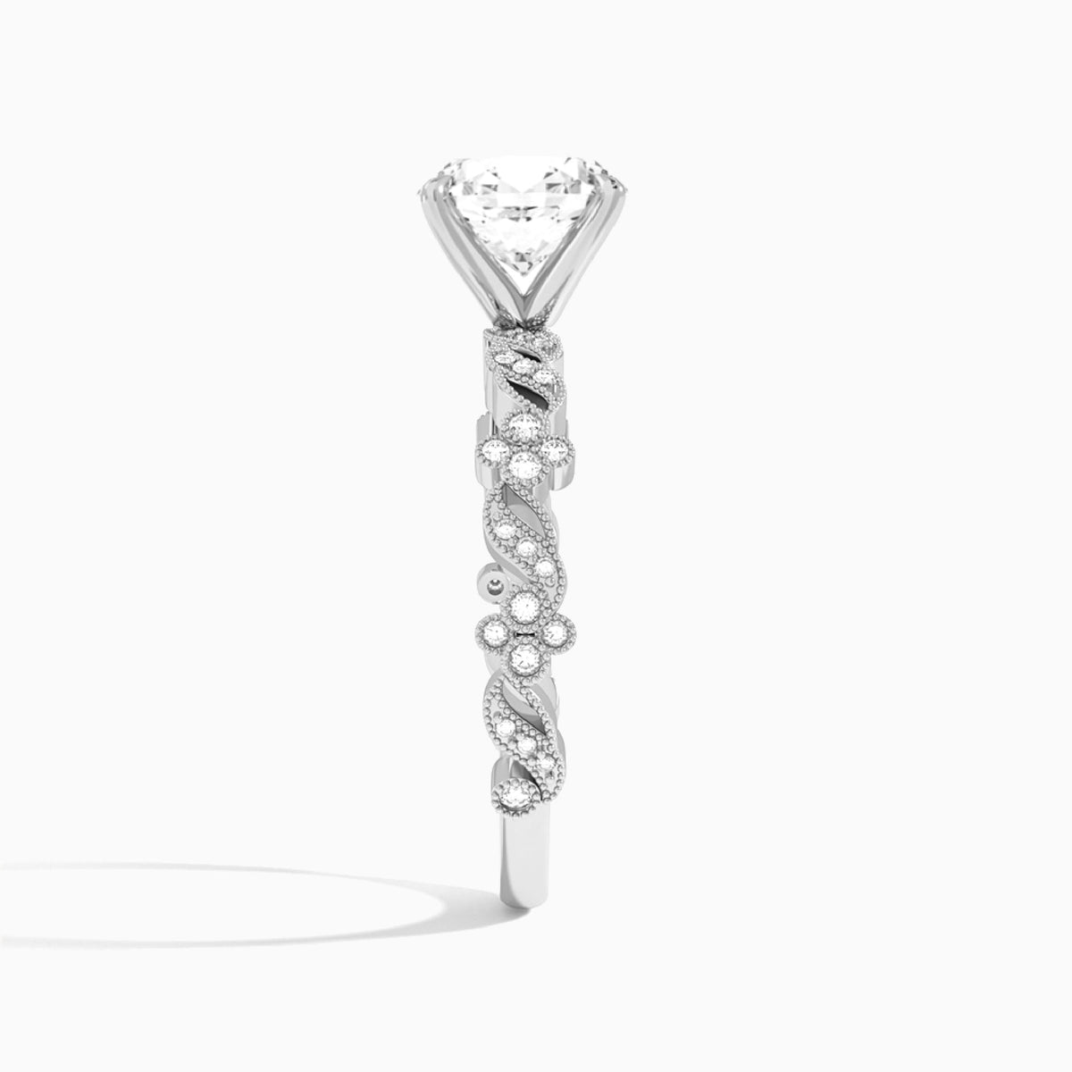 Oval Viviana Lab Grown Diamond Engagement Ring In 18K White Gold, Side View