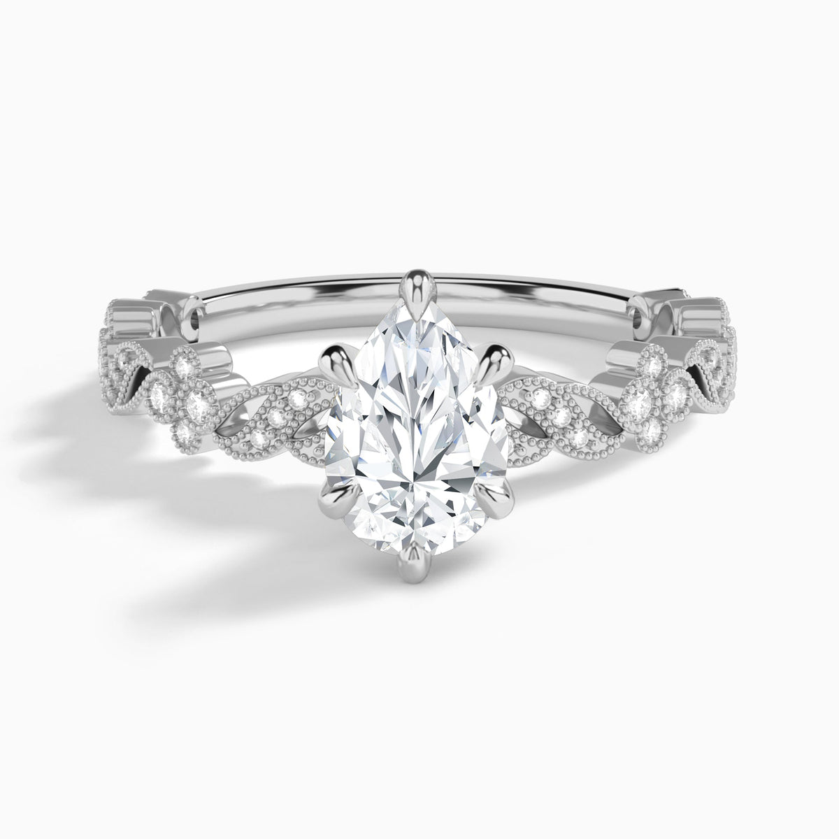 Pear Viviana Lab Grown Diamond Engagement Ring In 14K White Gold - Lucenjuri