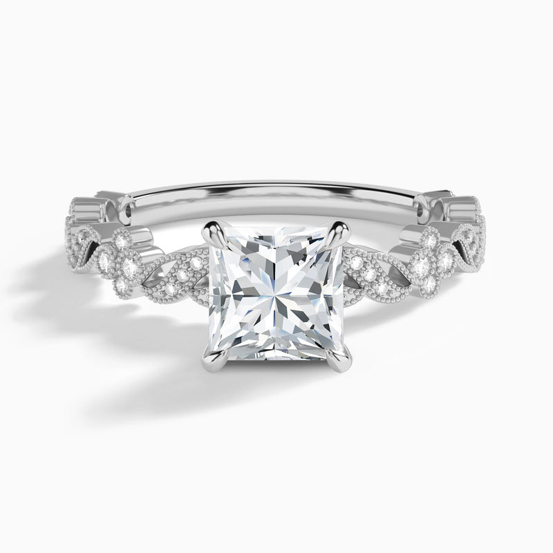 Princess Viviana Lab Grown Diamond Engagement Ring In 14K White Gold - Lucenjuri