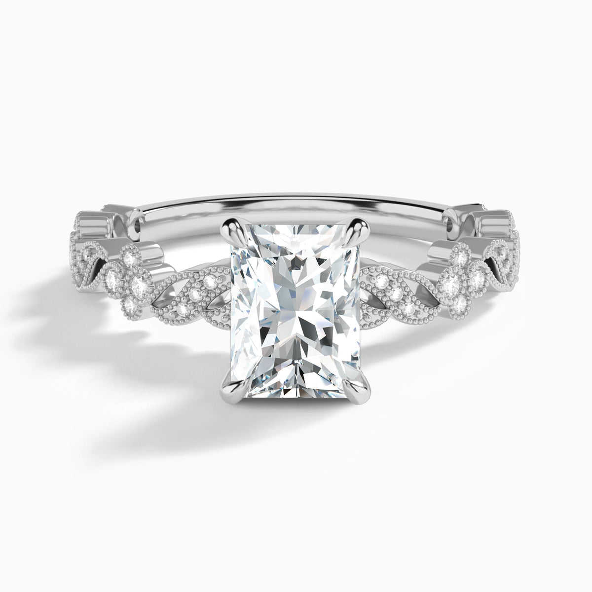 Radiant Viviana Lab Grown Diamond Engagement Ring In 14K White Gold - Lucenjuri