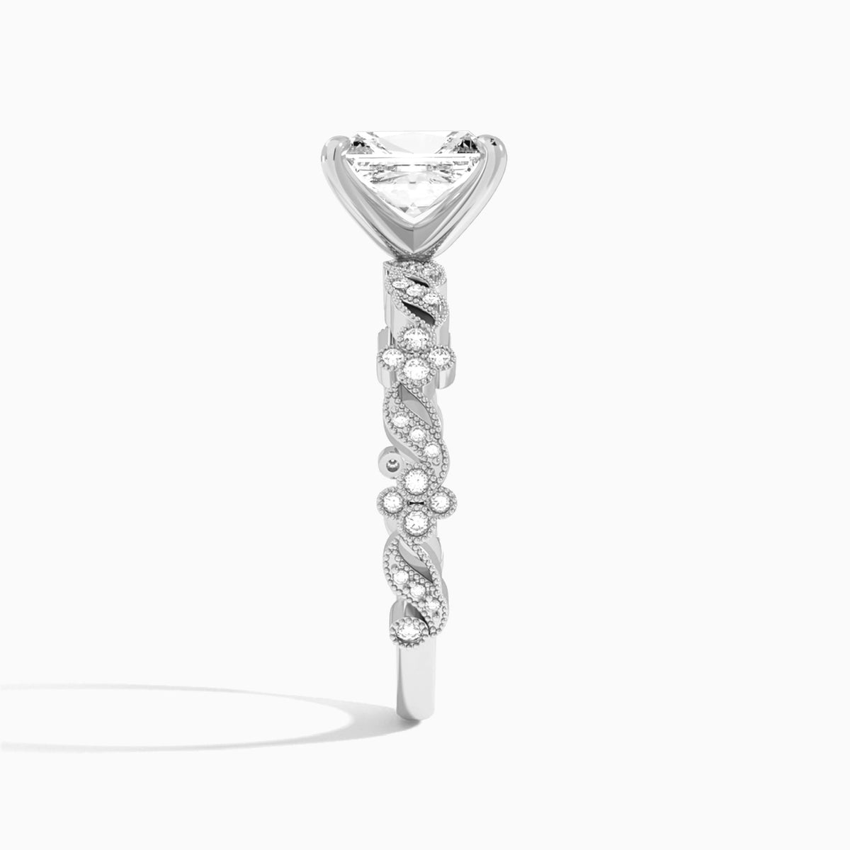 Radiant Viviana Lab Grown Diamond Engagement Ring In 14K White Gold, Side View
