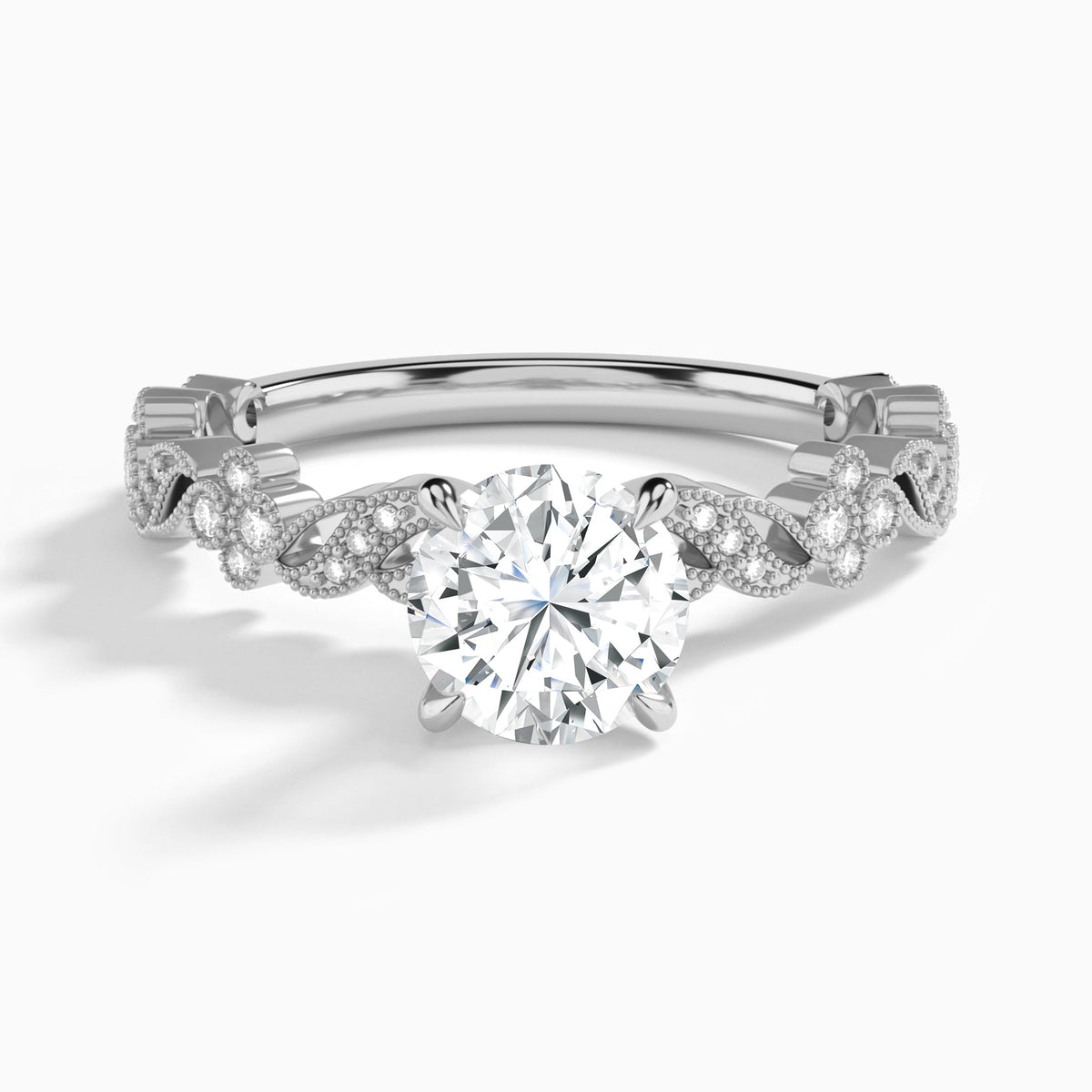Round Viviana Lab Grown Diamond Engagement Ring In 18K White Gold - Lucenjuri