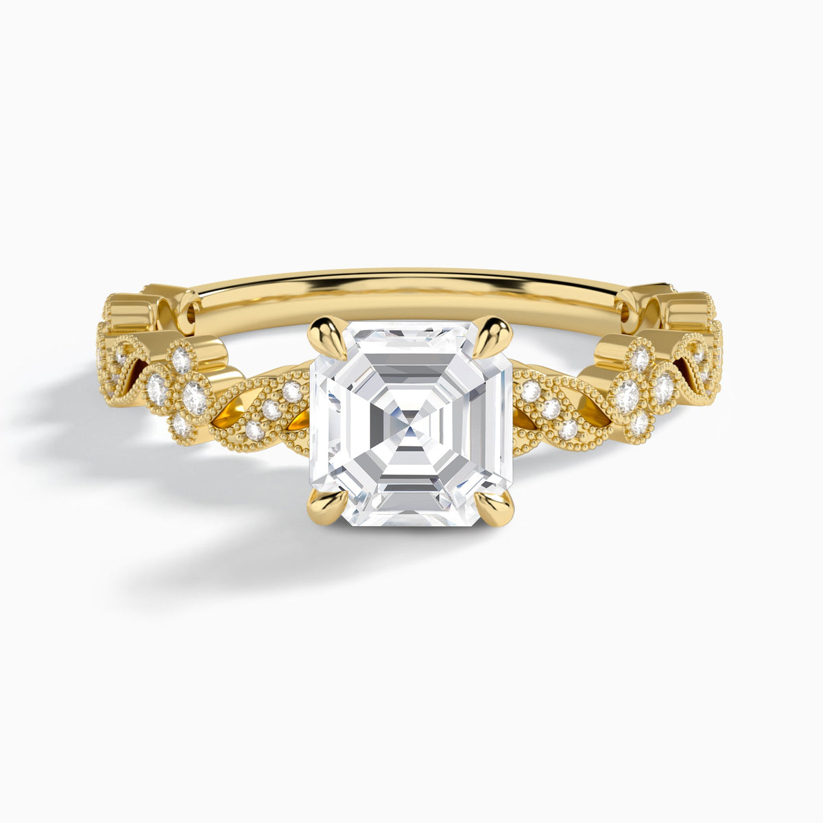 Asscher Viviana Lab Grown Diamond Engagement Ring In 18K Yellow Gold - Lucenjuri